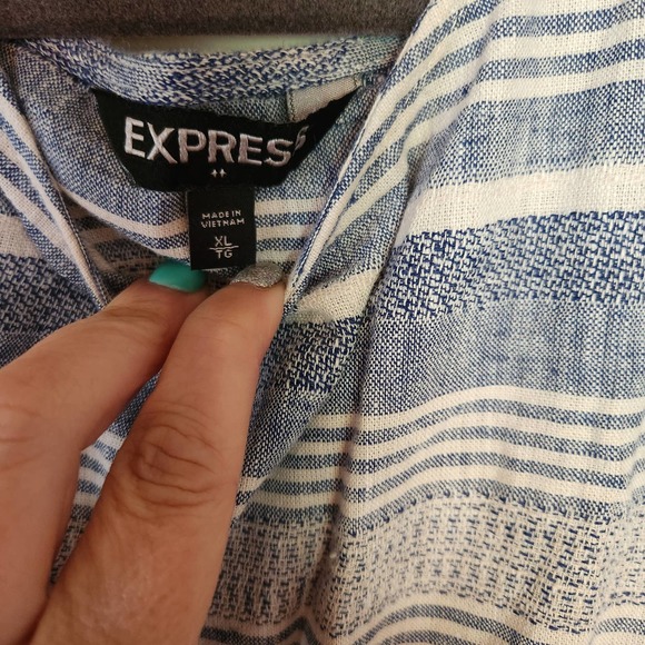 Express Blue and White Striped Midi Dress - Picture 2 of 9